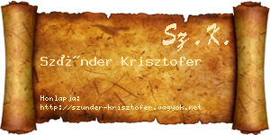 Szünder Krisztofer névjegykártya
